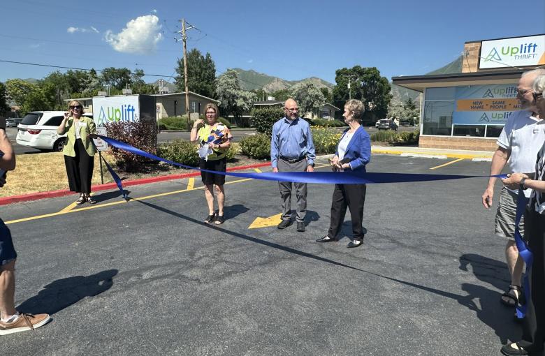 Outside for the ribbon cutting